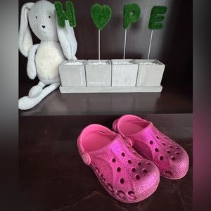 Toddler Pink/Silver Sparkle Crocs